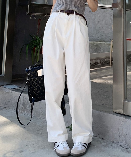 meJane（ミージェーン）の「ハイウエストタックストレートチノパンツ（チノパンツ・レディース・スモークピンク/ホワイト/モカ・S/M）」の20枚目の写真