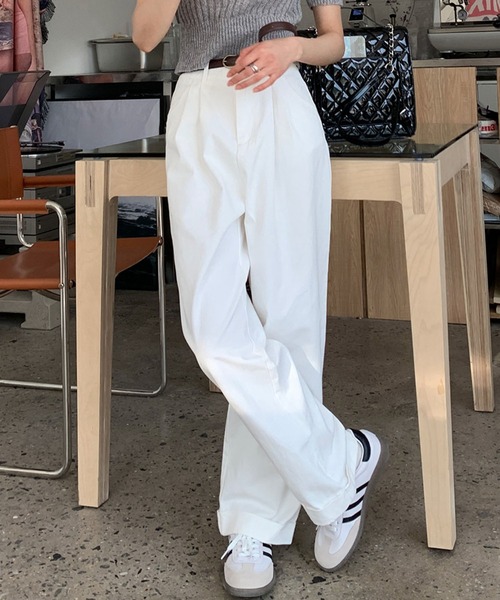 meJane（ミージェーン）の「ハイウエストタックストレートチノパンツ（チノパンツ・レディース・スモークピンク/ホワイト/モカ・S/M）」の21枚目の写真