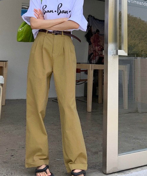 meJane（ミージェーン）の「ハイウエストタックストレートチノパンツ（チノパンツ・レディース・スモークピンク/ホワイト/モカ・S/M）」の7枚目の写真