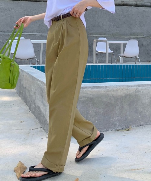 meJane（ミージェーン）の「ハイウエストタックストレートチノパンツ（チノパンツ・レディース・スモークピンク/ホワイト/モカ・S/M）」の8枚目の写真