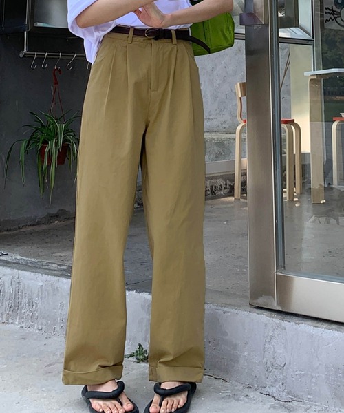 meJane（ミージェーン）の「ハイウエストタックストレートチノパンツ（チノパンツ・レディース・スモークピンク/ホワイト/モカ・S/M）」の10枚目の写真