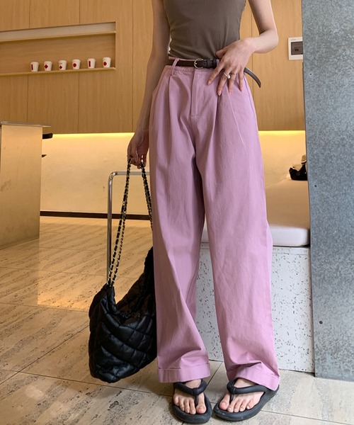 meJane（ミージェーン）の「ハイウエストタックストレートチノパンツ（チノパンツ・レディース・スモークピンク/ホワイト/モカ・S/M）」の11枚目の写真