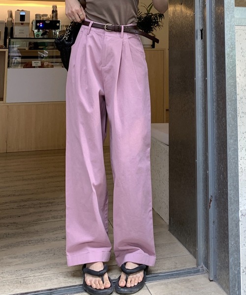 meJane（ミージェーン）の「ハイウエストタックストレートチノパンツ（チノパンツ・レディース・スモークピンク/ホワイト/モカ・S/M）」の12枚目の写真