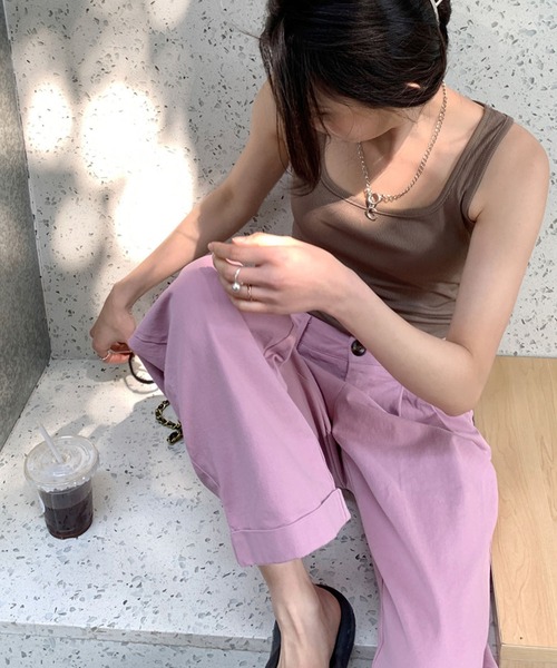 meJane（ミージェーン）の「ハイウエストタックストレートチノパンツ（チノパンツ・レディース・スモークピンク/ホワイト/モカ・S/M）」の14枚目の写真