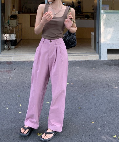 meJane（ミージェーン）の「ハイウエストタックストレートチノパンツ（チノパンツ・レディース・スモークピンク/ホワイト/モカ・S/M）」の18枚目の写真