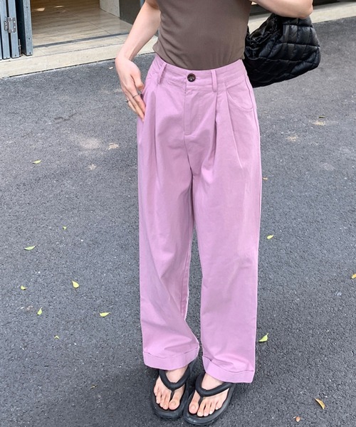 meJane（ミージェーン）の「ハイウエストタックストレートチノパンツ（チノパンツ・レディース・スモークピンク/ホワイト/モカ・S/M）」の16枚目の写真