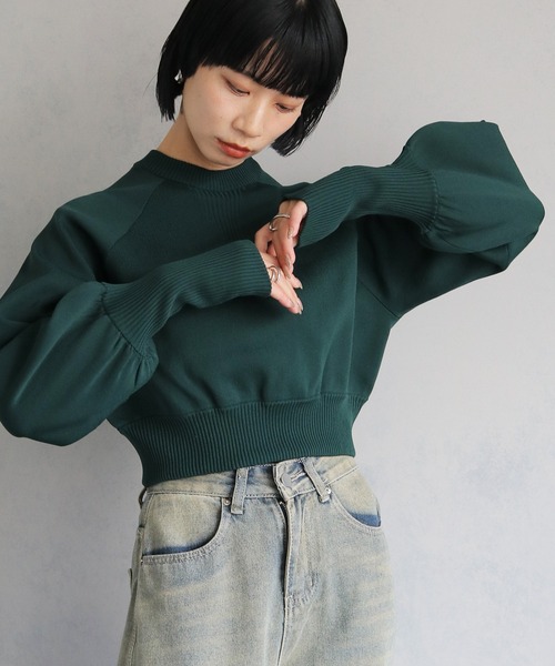 cheriella（シェリエラ）の「【cheriella】WEB限定スウェットライクダンボールニット WEB LIMITED SWEAT-LIKE DOUBLE KNIT（ニット/セーター・レディース・ワインレッド/ブルー/グリーン/オフホワイト/ブラック/ライトグレー・M）」の20枚目の写真