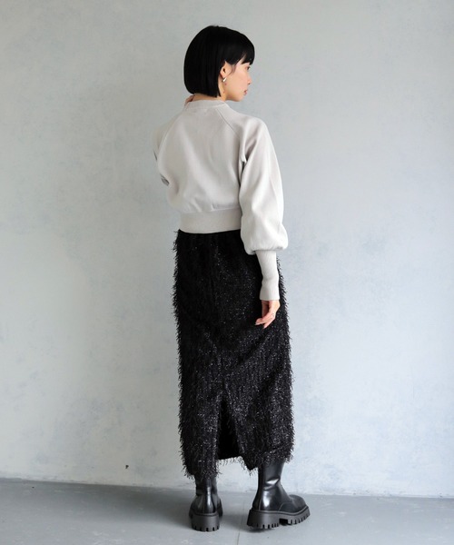 cheriella（シェリエラ）の「【cheriella】WEB限定スウェットライクダンボールニット WEB LIMITED SWEAT-LIKE DOUBLE KNIT（ニット/セーター・レディース・ワインレッド/ブルー/グリーン/オフホワイト/ブラック/ライトグレー・M）」の19枚目の写真