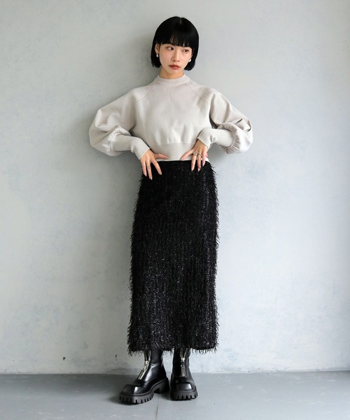 cheriella（シェリエラ）の「【cheriella】WEB限定スウェットライクダンボールニット WEB LIMITED SWEAT-LIKE DOUBLE KNIT（ニット/セーター・レディース・ワインレッド/ブルー/グリーン/オフホワイト/ブラック/ライトグレー・M）」の18枚目の写真