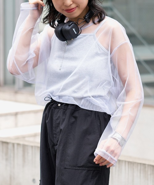 COLONY 2139（コロニートゥーワンスリーナイン）の「ビッグチュールトップス＋キャミソールセット（Tシャツ/カットソー・レディース・ブラック/グレー/オフホワイト・FREE）」の3枚目の写真