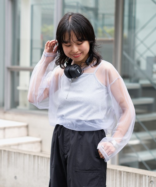 COLONY 2139（コロニートゥーワンスリーナイン）の「ビッグチュールトップス＋キャミソールセット（Tシャツ/カットソー・レディース・ブラック/グレー/オフホワイト・FREE）」の7枚目の写真