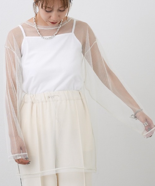 COLONY 2139（コロニートゥーワンスリーナイン）の「ビッグチュールトップス＋キャミソールセット（Tシャツ/カットソー・レディース・ブラック/グレー/オフホワイト・FREE）」の17枚目の写真