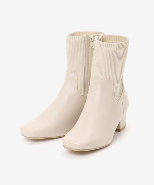 MAJESTIC LEGON(マジェスティックレゴン)の「リブニットソックスブーツ(ブーツ・レディース・アイボリー/ブラック・MEDIUM/LARGE)」の11枚目の写真