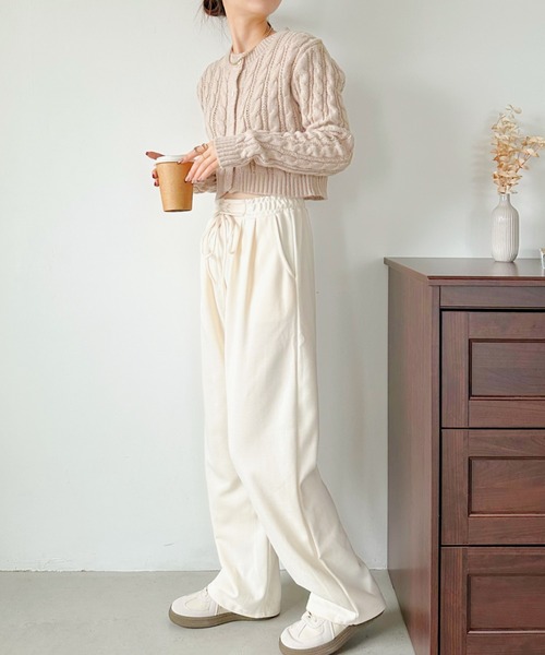 CLEA（クレア）の「ウエストレースアップボリュームカラースウェットパンツ（スウェットパンツ・レディース・グレー/ブラック/アイボリー/パープル/ピンク・M/L/XL）」の10枚目の写真