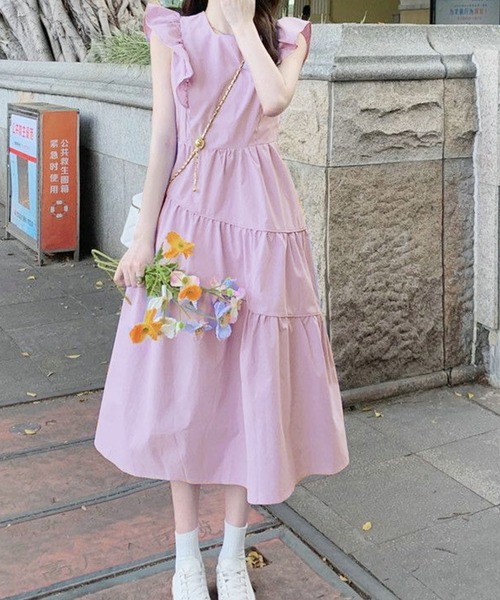 Dewlily(デューリリー)の「サマーワンピース(ワンピース・レディース・ピンク/ホワイト・FREE)」の3枚目の写真