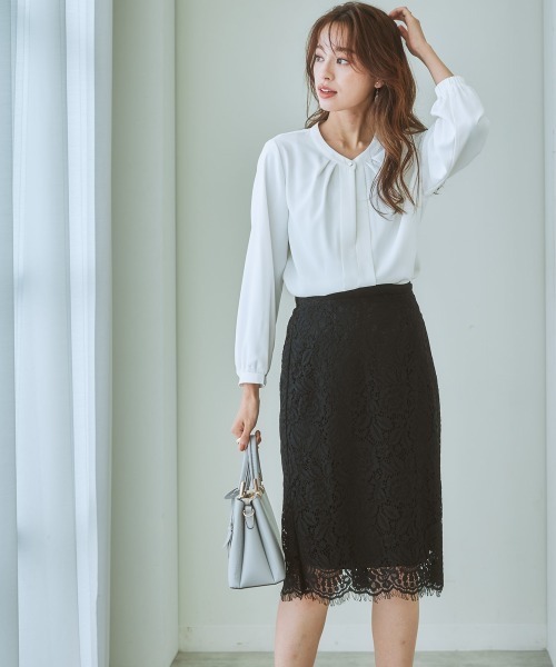 7days Life Styling（セブンデイズライフスタイリング）の「洗える総レースタイトスカート（スーツスカート・レディース・ブラック/モカ/ブルーグレー/ネイビー・S/L/LL/M）」の5枚目の写真
