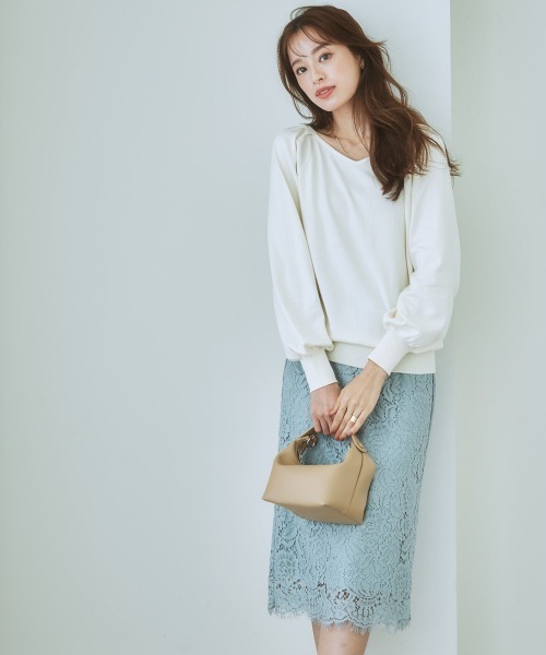 7days Life Styling（セブンデイズライフスタイリング）の「洗える総レースタイトスカート（スーツスカート・レディース・ブラック/モカ/ブルーグレー/ネイビー・S/L/LL/M）」の15枚目の写真