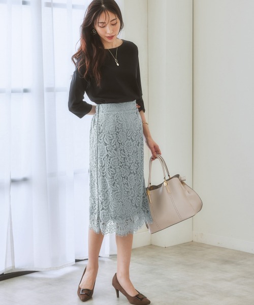 7days Life Styling（セブンデイズライフスタイリング）の「洗える総レースタイトスカート（スーツスカート・レディース・ブラック/モカ/ブルーグレー/ネイビー・S/L/LL/M）」の18枚目の写真