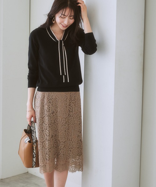 セール】洗える総レースタイトスカート（スーツスカート