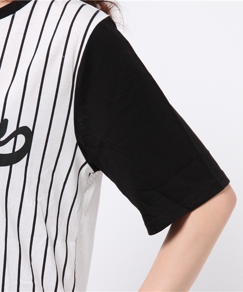 WEGO（ウィゴー）の「WEGO/ストライプメッシュTシャツ（Tシャツ/カットソー・レディース・ネイビー/ブラック・FREE）」の7枚目の写真