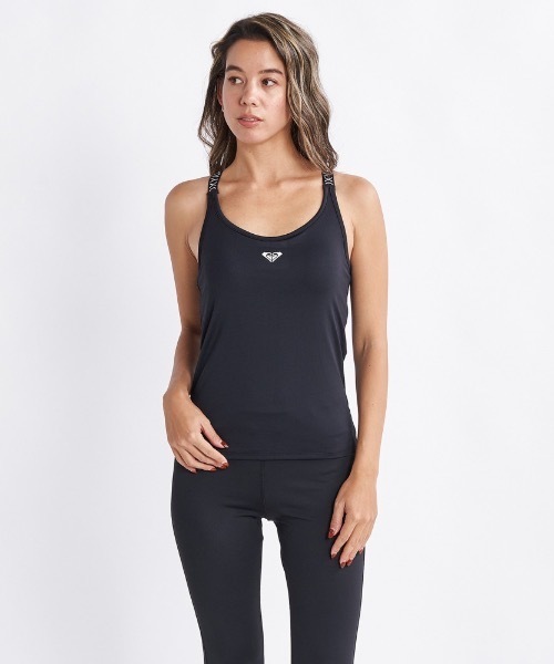 ROXY（ロキシー）の「MY 1ST ROXY TANK/ロキシーUVカット付きドライワンポイントブランドロゴキャミタンクトップ（タンクトップ・レディース・ブラック/ピンク/グリーン/チャコールグレー・LARGE/MEDIUM/SMALL）」の2枚目の写真
