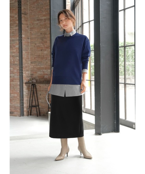 STYLE DELI(スタイルデリ)の「アンチピリングクルーネックニットトップス(ニット/セーター・レディース・アイボリー/ネイビー/サンドベージュ・FREE)」の4枚目の写真