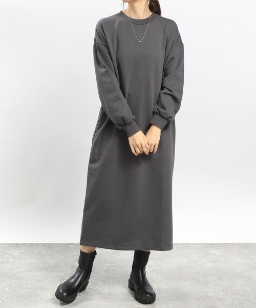 GLOBAL WORK Smile Seed Store（グローバルワーク スマイルシードストア）の「スウェットワンピース/970408（ワンピース・レディース・グレー系その他/モカ/ブラック/ダークグレー・LARGE/MEDIUM/SMALL）」の3枚目の写真