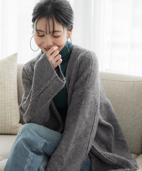 coca(coca)(コカ)の「圧縮ニット極厚カーディガン(カーディガン/ボレロ・レディース・カーキ/チャコール・M/L)」の13枚目の写真