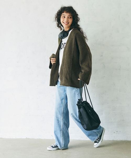 coca(coca)(コカ)の「圧縮ニット極厚カーディガン(カーディガン/ボレロ・レディース・カーキ/チャコール・M/L)」の7枚目の写真
