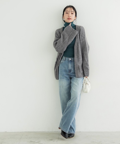 coca(coca)(コカ)の「圧縮ニット極厚カーディガン(カーディガン/ボレロ・レディース・カーキ/チャコール・M/L)」の10枚目の写真