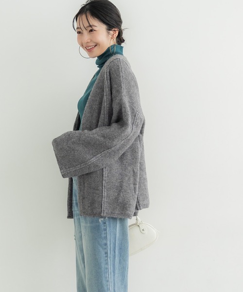 coca(coca)(コカ)の「圧縮ニット極厚カーディガン(カーディガン/ボレロ・レディース・カーキ/チャコール・M/L)」の11枚目の写真