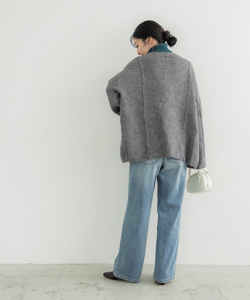 coca(coca)(コカ)の「圧縮ニット極厚カーディガン(カーディガン/ボレロ・レディース・カーキ/チャコール・M/L)」の12枚目の写真
