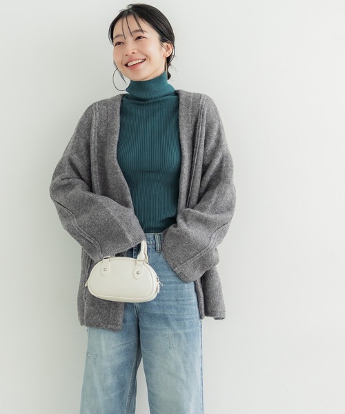 coca(coca)(コカ)の「圧縮ニット極厚カーディガン(カーディガン/ボレロ・レディース・カーキ/チャコール・M/L)」の9枚目の写真