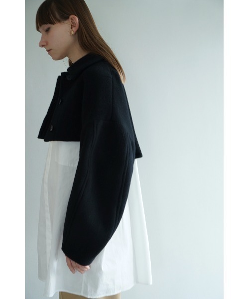 CLANE クラネ ROUND SLEEVE SHORT JACKET 黒 CLANE/クラネ】ROUND SLEEVE SHORT JACKET/ラウンドスリーブショート