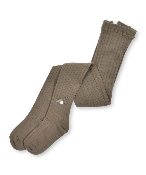 Tartine et Chocolat(タルティーヌエショコラ)の「【日本製】【お揃い】リボンロゴチャーム付きタイツ(80~140cm)(タイツ/ストッキング・キッズ・ベージュ/パープル・L/M/S/XS)」の3枚目の写真