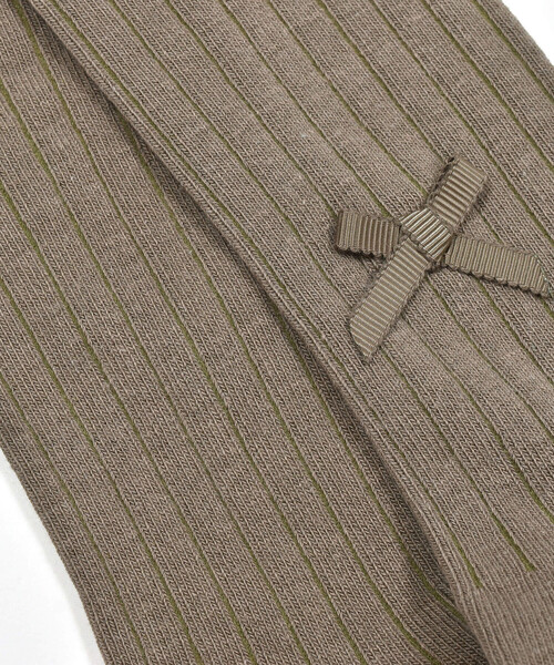 Tartine et Chocolat(タルティーヌエショコラ)の「【日本製】【お揃い】リボンロゴチャーム付きタイツ(80~140cm)(タイツ/ストッキング・キッズ・ベージュ/パープル・L/M/S/XS)」の6枚目の写真