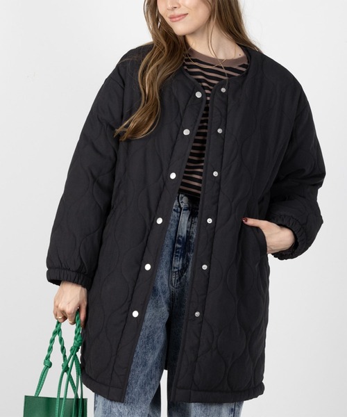NAVY(ネイビー)の「NAVY ミリタリーコート 2WAY キルトジャケット(ミリタリージャケット・レディース・ブラック/オリーブ/モカ・L/M)」の2枚目の写真