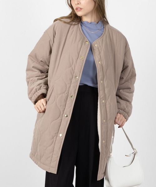 NAVY(ネイビー)の「NAVY ミリタリーコート 2WAY キルトジャケット(ミリタリージャケット・レディース・ブラック/オリーブ/モカ・L/M)」の1枚目の写真