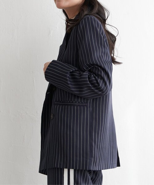 VENCEEXCHANGE(ヴァンスエクスチェンジ)の「【セットアップ対応】ピンストライプジャケット(テーラードジャケット・レディース・グリーン/ネイビー・FREE)」の5枚目の写真