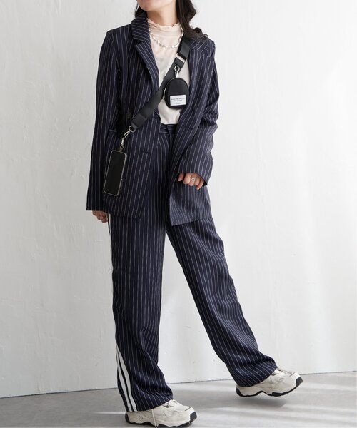 VENCEEXCHANGE(ヴァンスエクスチェンジ)の「【セットアップ対応】ピンストライプジャケット(テーラードジャケット・レディース・グリーン/ネイビー・FREE)」の8枚目の写真