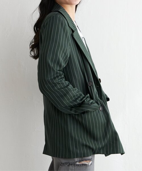 VENCEEXCHANGE(ヴァンスエクスチェンジ)の「【セットアップ対応】ピンストライプジャケット(テーラードジャケット・レディース・グリーン/ネイビー・FREE)」の10枚目の写真