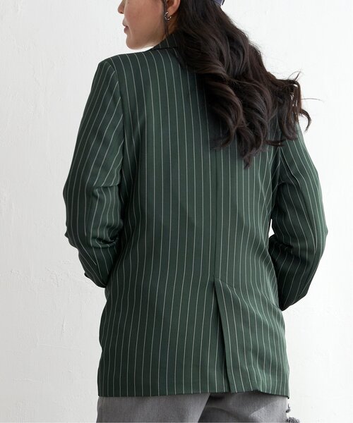VENCEEXCHANGE(ヴァンスエクスチェンジ)の「【セットアップ対応】ピンストライプジャケット(テーラードジャケット・レディース・グリーン/ネイビー・FREE)」の12枚目の写真