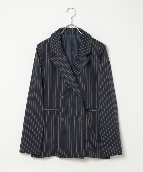 VENCEEXCHANGE(ヴァンスエクスチェンジ)の「【セットアップ対応】ピンストライプジャケット(テーラードジャケット・レディース・グリーン/ネイビー・FREE)」の16枚目の写真