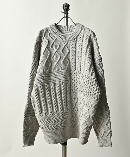 【セール】【ATELANE/アテレーン】3.5GGポリエアリー引き揃えクレイジーケーブル編みプルオーバー（ニット/セーター）｜MASSIVE STORE（マッシブストア）