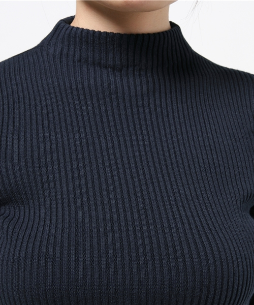 Whim Gazette（ウィムガゼット）の「2×2RIBボトルネックプルオーバー（ニット/セーター・レディース・カーキ/ネイビー・ﾌﾘ-）」の5枚目の写真