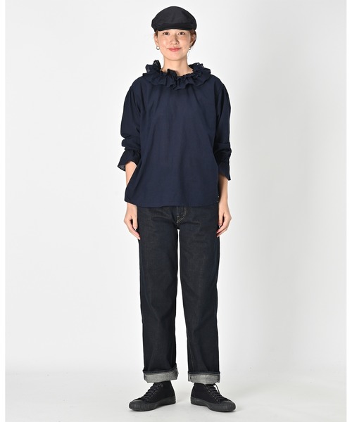 45r ブラウス　インドカディ　フリルカラーTシャツ 45R（フォーティファイブアール）の「インドカディのフリル