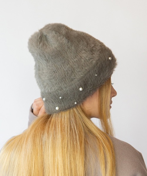 14+（イチヨンプラス）の「コットンパールシャギーワッチ（ニットキャップ/ビーニー・レディース・ブラック/ベージュ/モカ・FREE）」の3枚目の写真