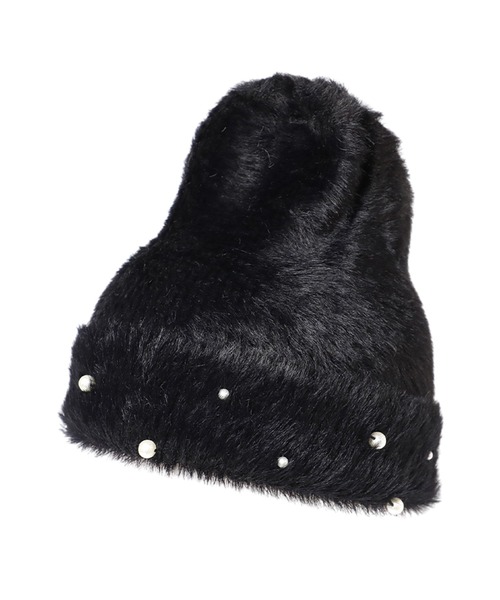 14+（イチヨンプラス）の「コットンパールシャギーワッチ（ニットキャップ/ビーニー・レディース・ブラック/ベージュ/モカ・FREE）」の4枚目の写真