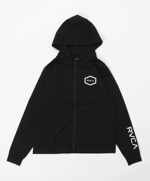 新品　RVCAルーカ　水陸両用 ラッシュガードパーカー　黒　定価10890円 RVCA/ルーカ ラッシュガード 長袖 ジップアップパーカー バック
