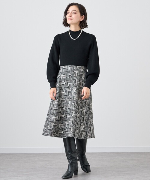 未使用品ANAYIアナイ　ヘリンボンジャガードドッキングワンピース　23AW ANAYI（アナイ）の「ヘリンボンジャガードドッキングワンピース